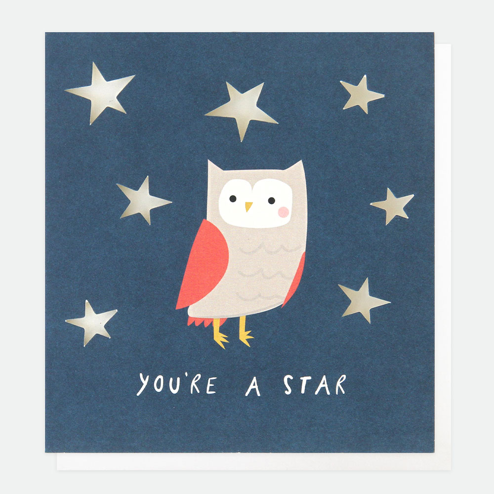 Owl You're a Star Greeting Card By Caroline Gardner